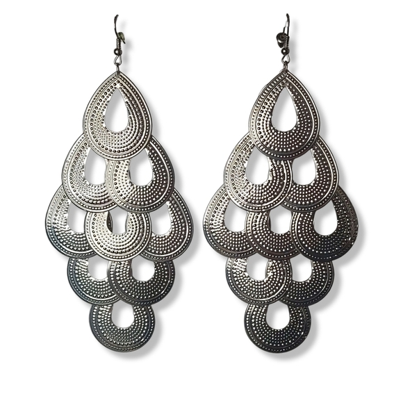 SILVER Chandelier Earrings - Picture 2 of 2